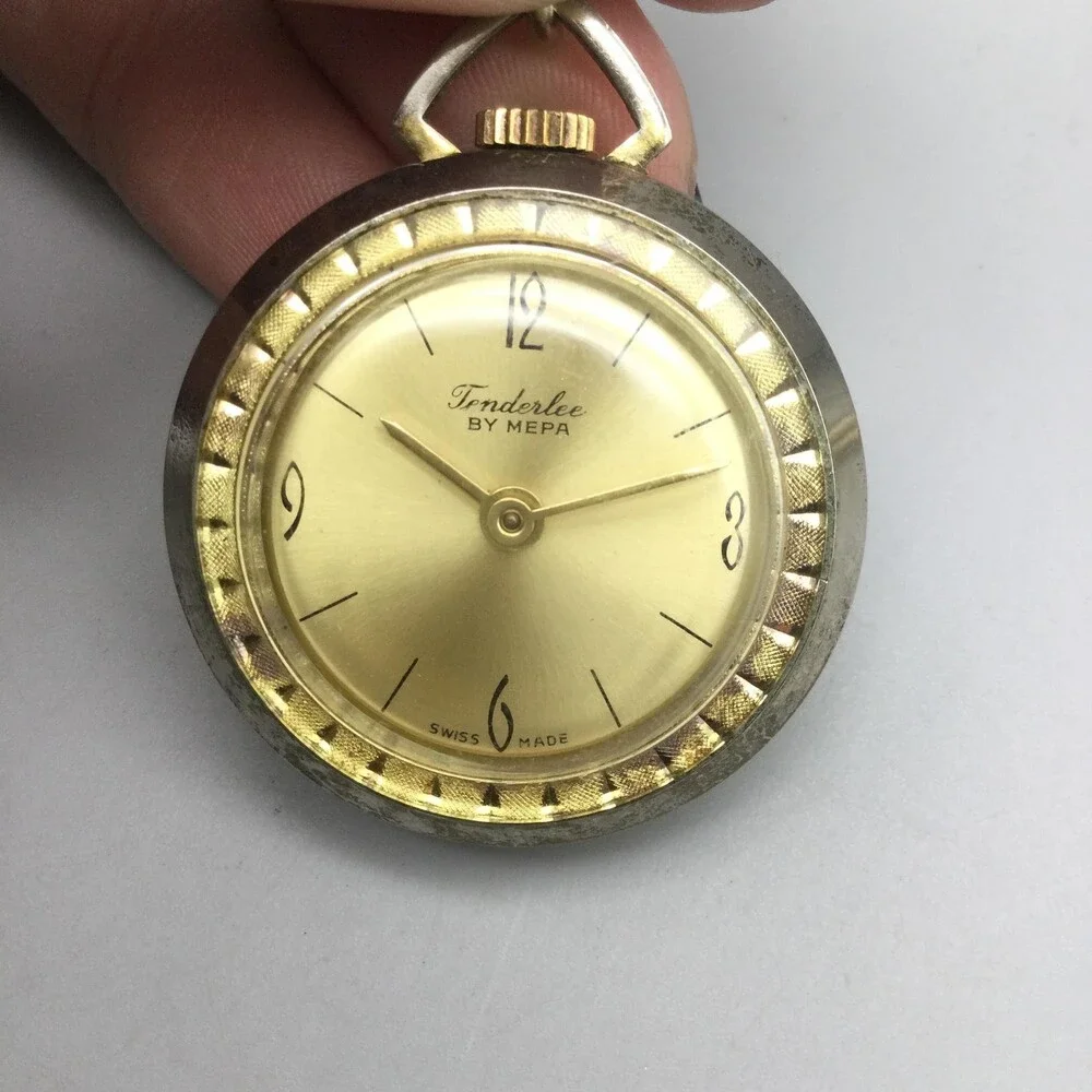 Vintage MEPA Tenderlee Pocket Watch Necklace Women 33mm Swiss Manual Wind
